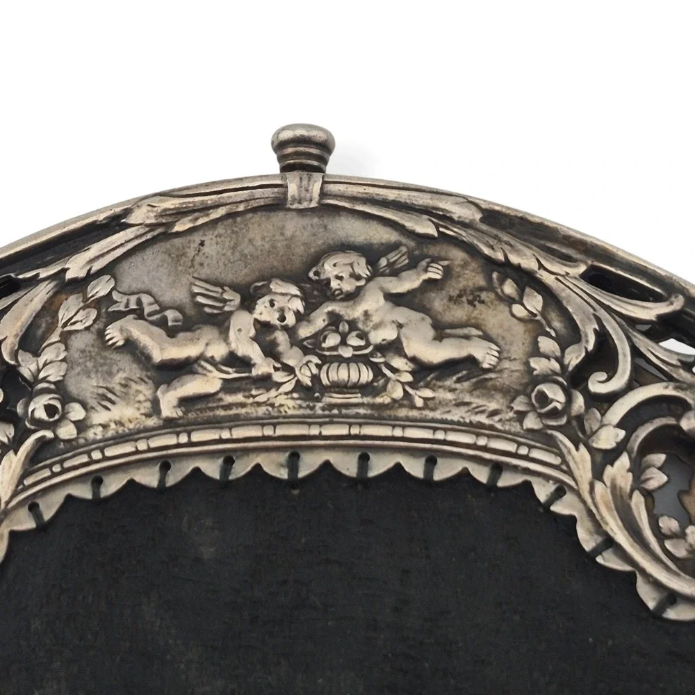 Antique Sterling Silver Cherub Opera Purse S1 Medallion Chain 11.5oz Victorian